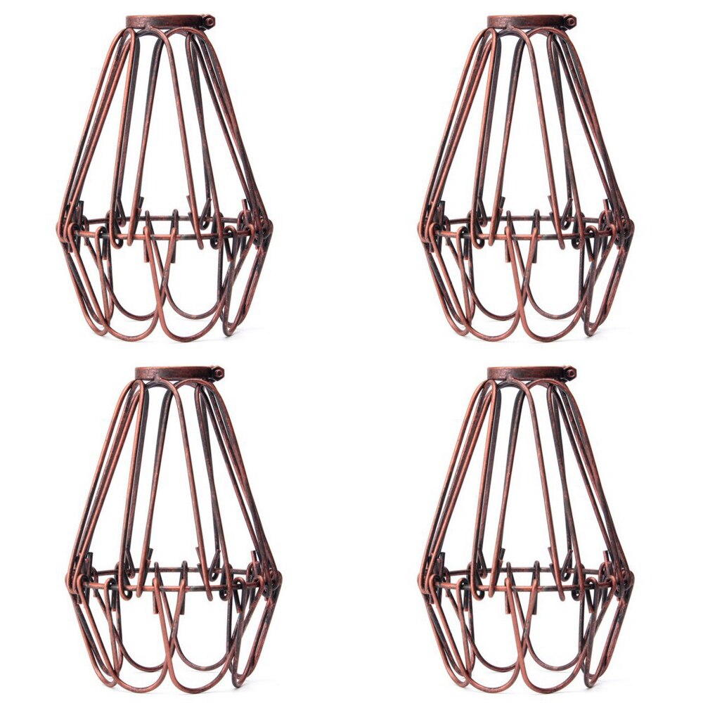 1/2/4 stk. industriel vintage lampeskærm pendellampe lampeskærm metalwire bur pærebeskyttelseslampe dækker loft boligindretning  d35: 4- pak rød kobber