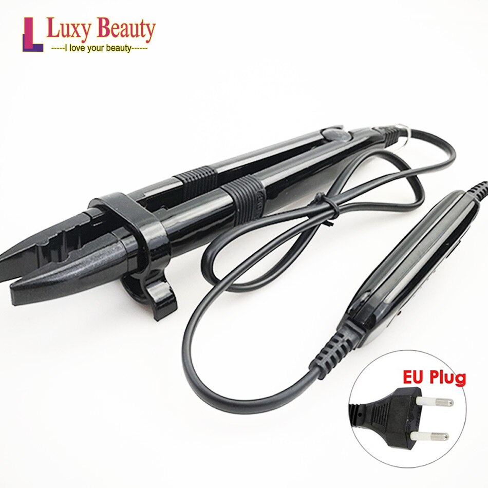Keratin bonding salon tool fusions hair extension tools justerbar temperatur eu + uk + us plug keratin heat iron wand 1pc: Eu svart