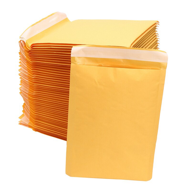 1 pièce ng collant jaune papier Kraft enveloppes à bulles sacs sac de Protection