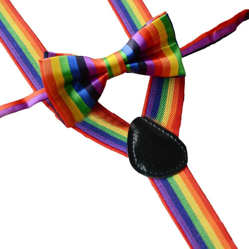 Baby Boy Girl Tie Pride Festival Kids Girls Boys Rainbow Multicolor Braces Suspenders and Rainbow Bow Tie Set Little