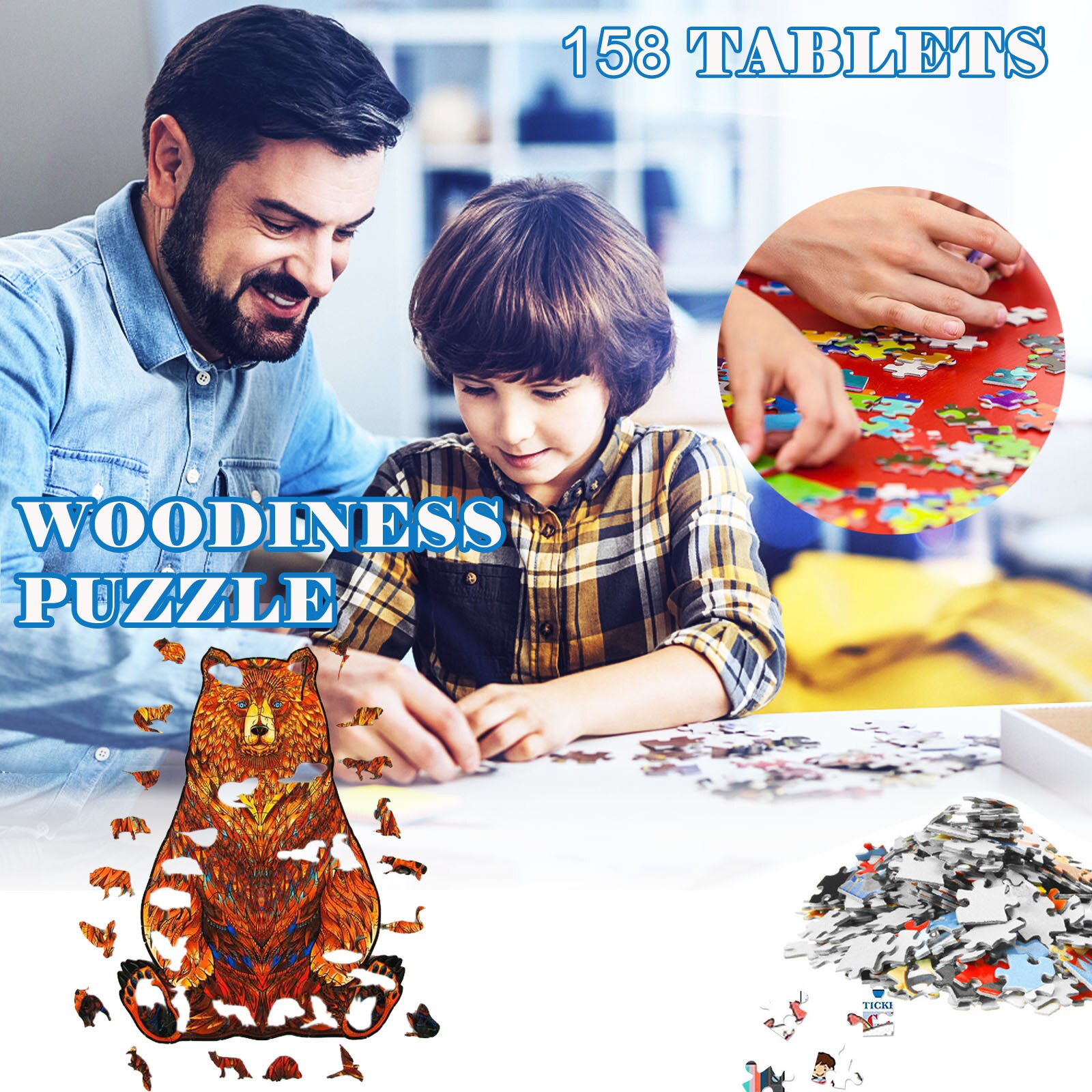 1 set tier-holzpuzzle für erwachsene und kinder, puzzlespiel zur förderung der kindlichen gehirnentwicklung #g30