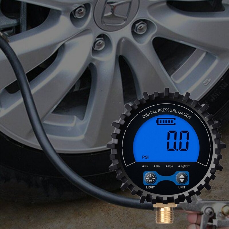 Dial Size Digital Pressure Gauge 0-200 Psi/Kpa/Bar/kgf cm² M11 Screw Thread Lower Mount Battery Powered Guage