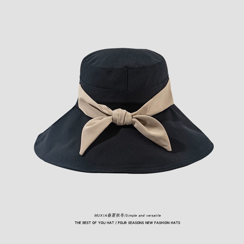 Vrouwen Vlinderdas Emmer Hoed Voor Dames Reizen Strand Zonnehoed Casual Brede Rand Visser Cap Zomer Lente Vouw zonnehoed: black