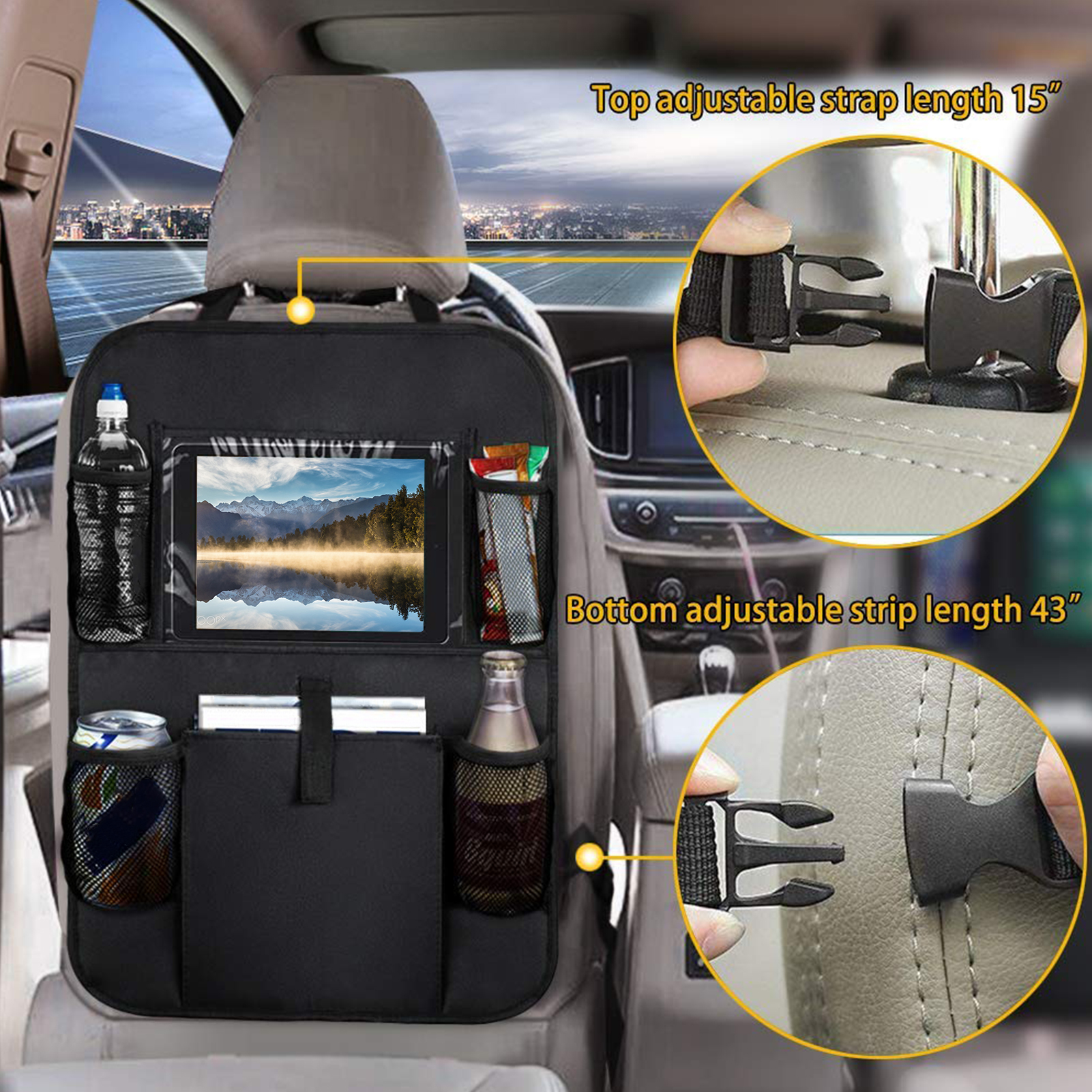 Auto Rücksitz Organizer Auto trete Matten für freundlicher Zurück Sitz Protektoren Große Kapazität mit transparent Tablette Tasche Einfache Reinigung