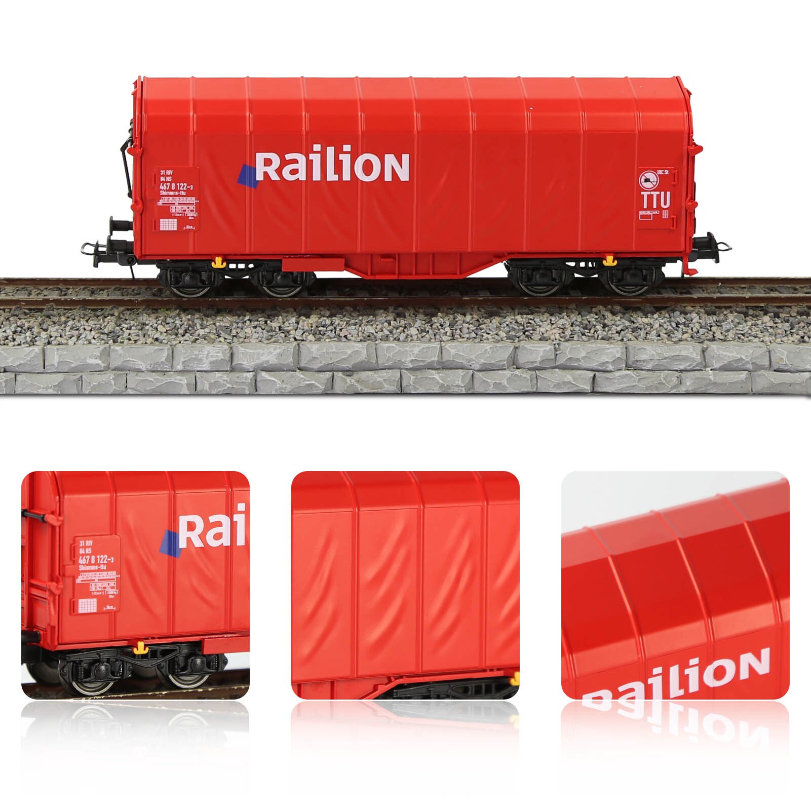 1pc Model Railway HO Scale 1:87 Boxcar Model Trains Wagon C8762: Red with Print