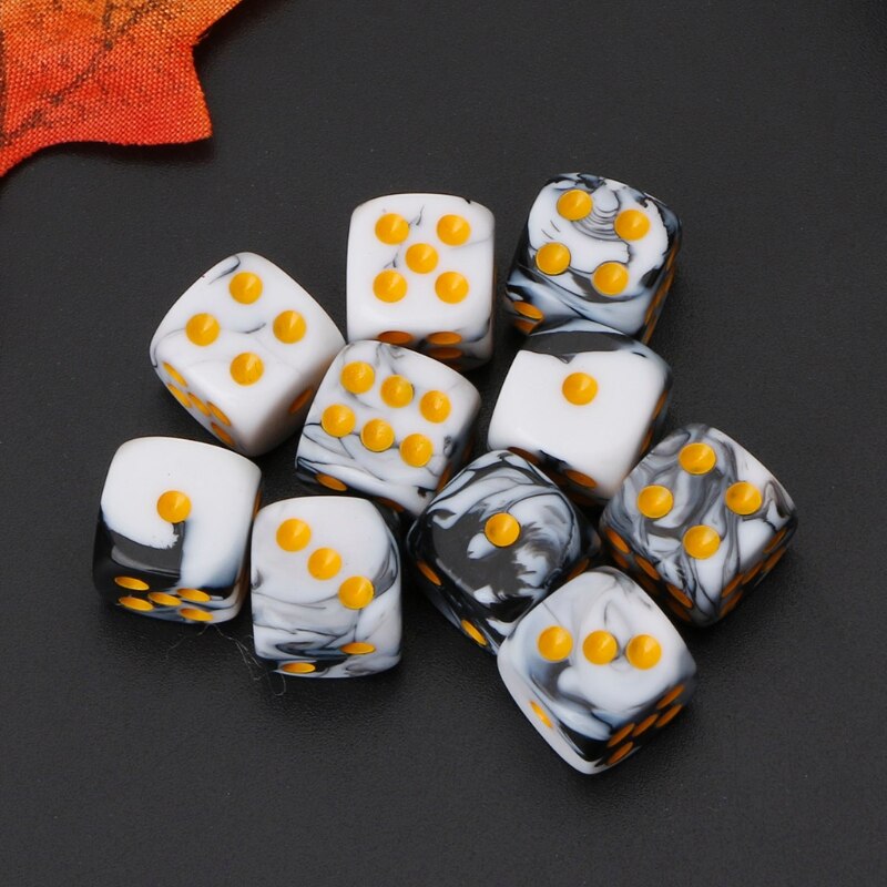 10 pièces Six faces 12mm Cube Transparent coin rond Table Portable jeux de jeu