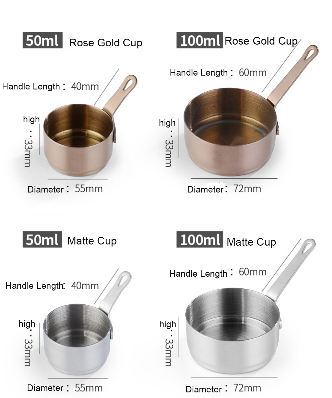 Stainless Steel Sauce Cup Measuring Spoon Coffee Measuring Cups Spoons Baking Tools Kitchen Gadget Sets Water Measuring Cup