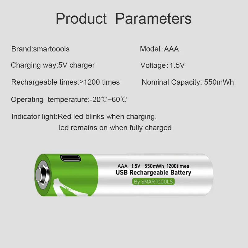 AAA battery 1.5V 366mAh/550 mWh AAA rechargeable li-ion batteries USB rechargeable for Remote control wireless mouse + Cable