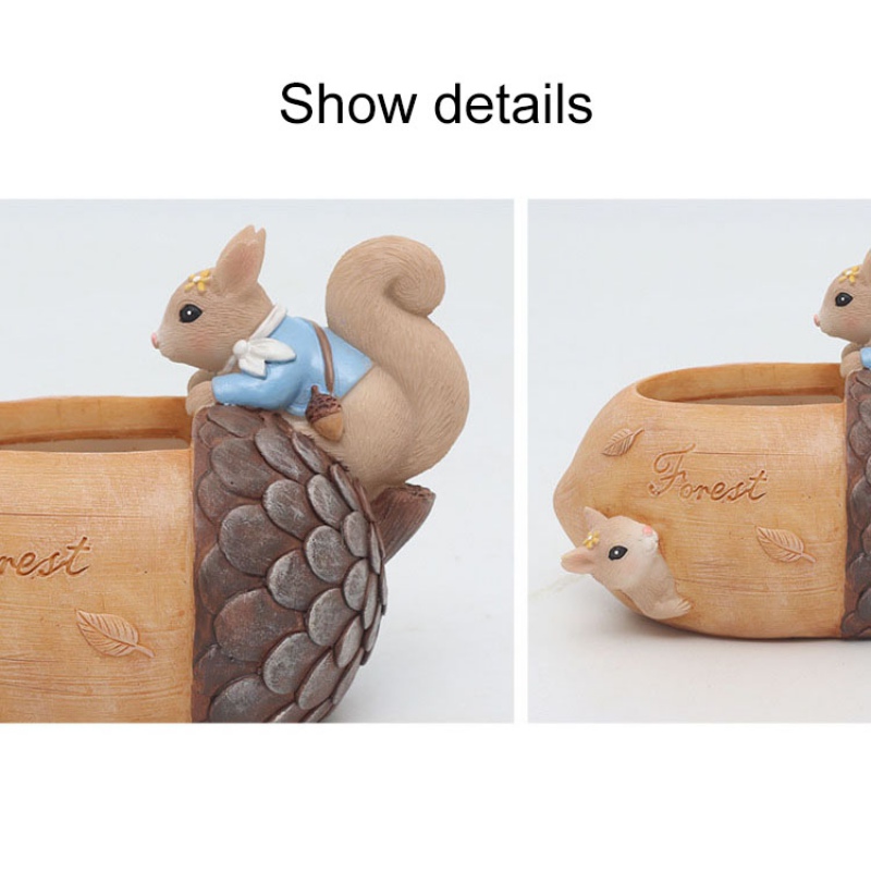 Blomsterpotte tegneserie sød dyr egern kødfuld urtepotte harpiks saftige potter desktop dekoration