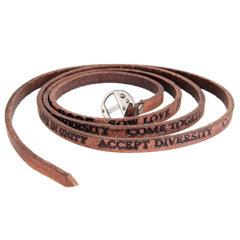 the Bracelet Embossed English Letters Leather Retro Old Multi-Turn