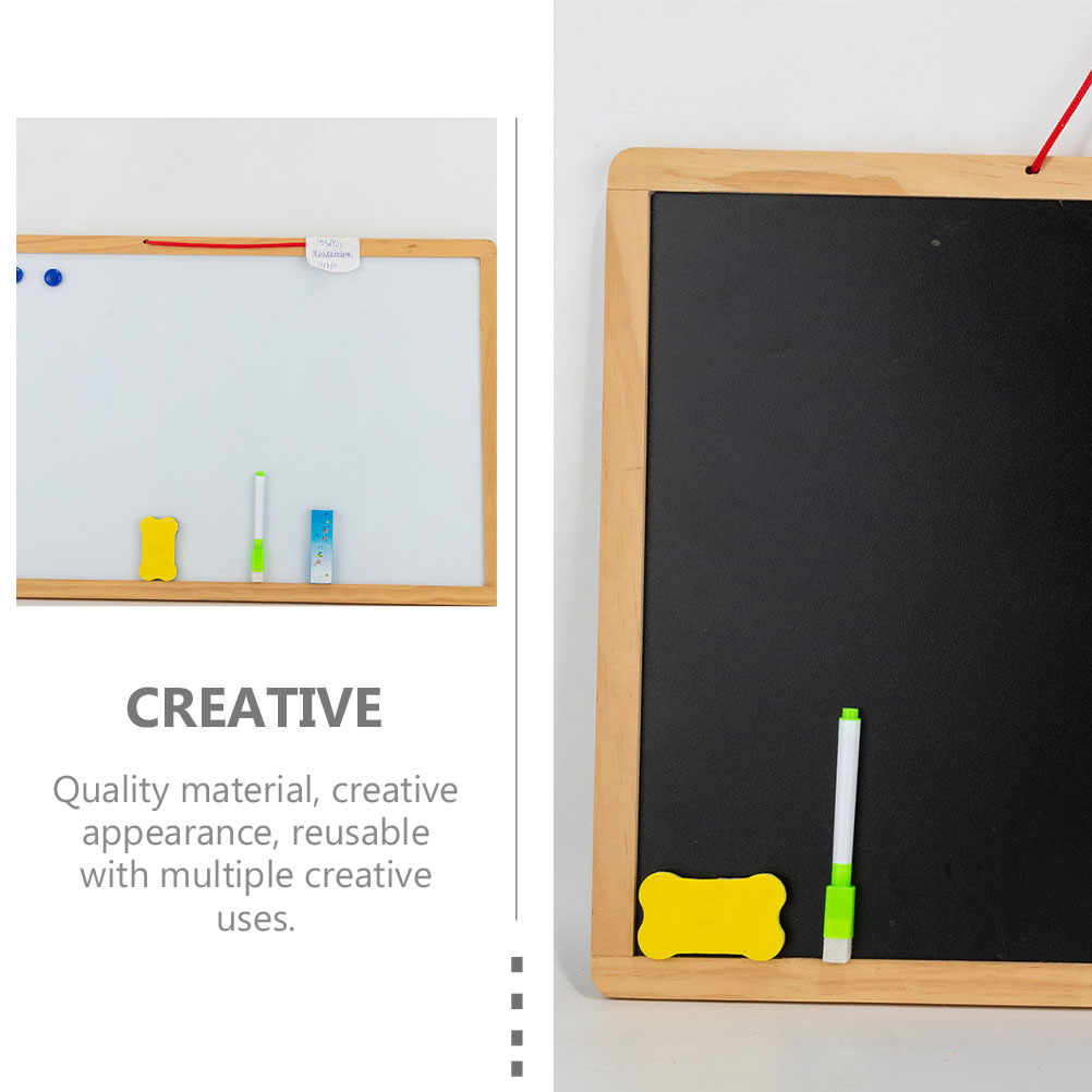 Desktop Whiteboard Magnetische Berichtornamenten Dubbelzijdig Houten Koffieshop Krijtbord
