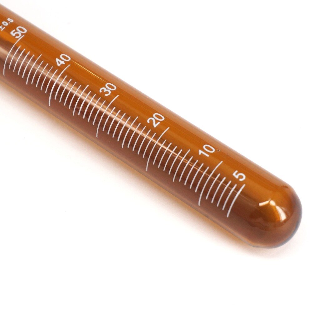 50ml Graduated Line Lab Brown Glass Test Tube Round Bottom with Stopper