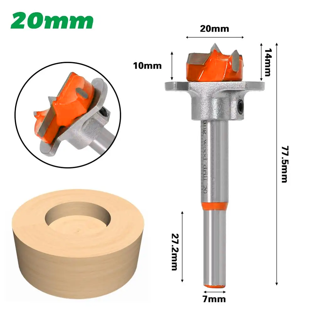 1Pc Diameter 15,20,25,30,35Mm Verstelbare Carbide Boren Scharnier Gat Opener Boring Bit Getipt Boren Tool Houtbewerking Cutter: 20mm