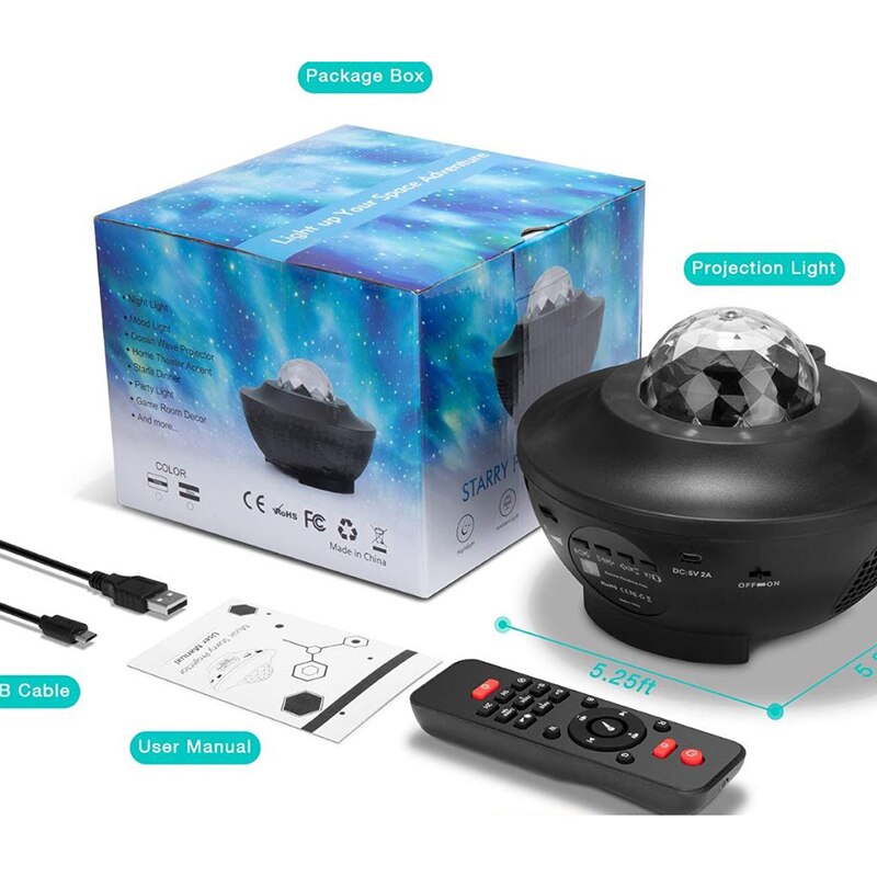 Super Mooie Led Projector Sterrenhemel Licht Galaxy Nachtlampje Usb Kabel Muziek Audio Sterrenhemel Projector Licht