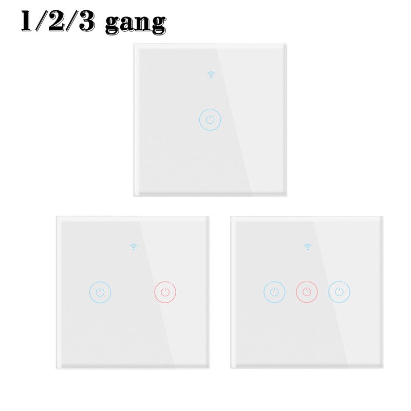 Smart Home No Neutral Wire Required Smart Touch Switch Wifi Wall Light Switch Single Fire Wire Switch Alexa Google Home Tuya App: 1 Set