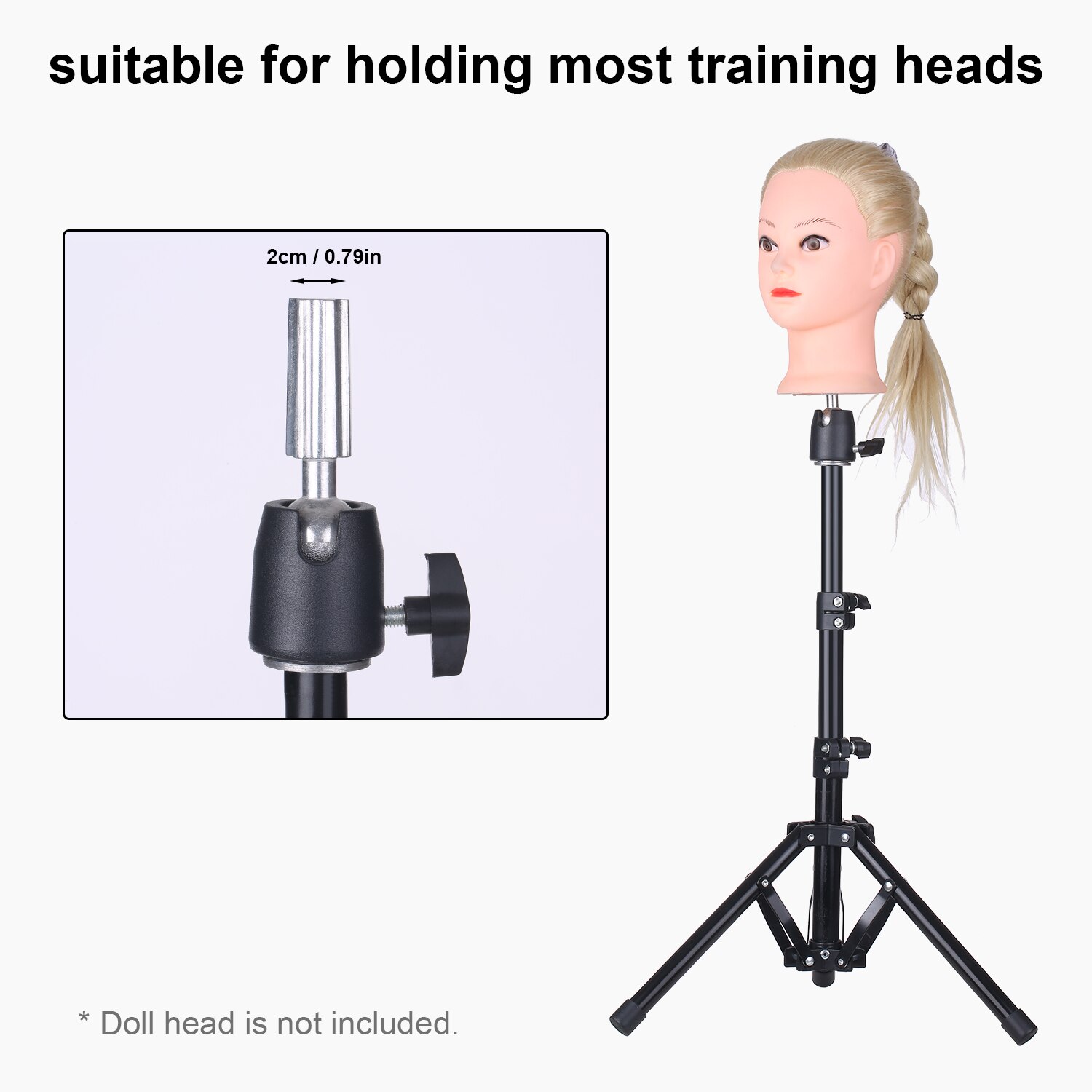 Wig Stand Tripod Adjustable Mannequin Head Stand Heavy Duty Manikin Head Tripod Stand Hairdressing Training Mannequin Head Stand