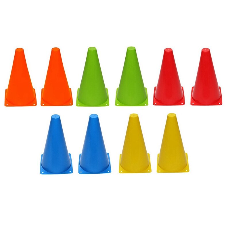 10 pcs football training marker buckets, 9in/23cm agility marker cones for skateboarding, football and outdoor activities: Default Title