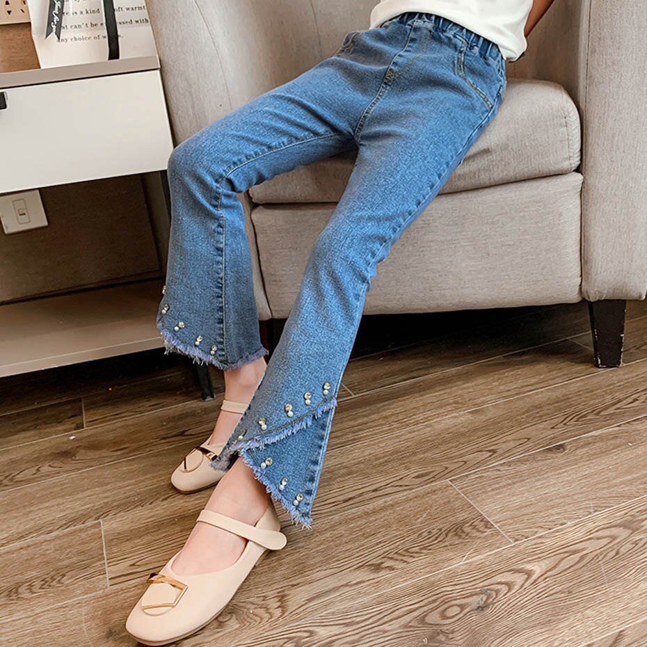 Jean pour fille perles jean enfant fille déchiré jean enfant pour fille Style décontracté vêtement enfant 6 8 10 12 14