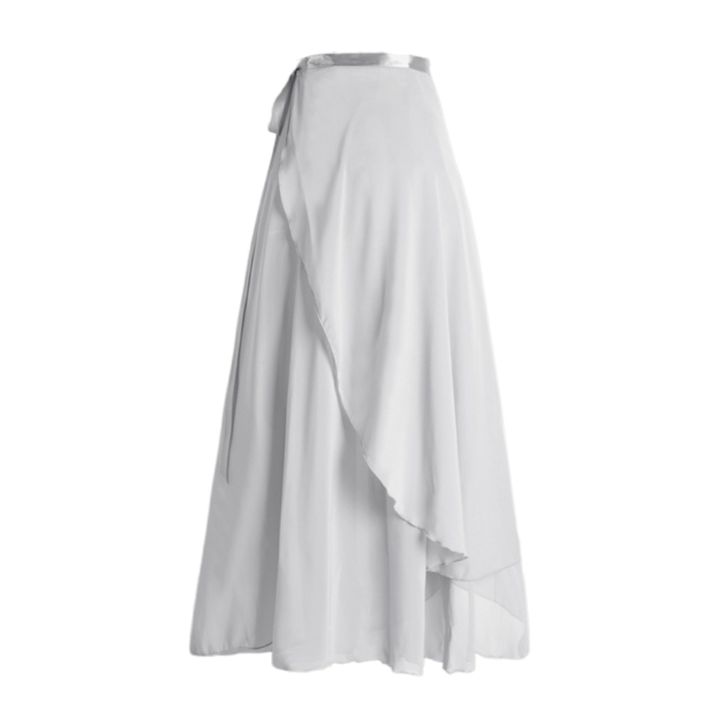 Lange Tanzröcke für Damen, Chiffon-Wickelrock, Mädchen, asymmetrischer Ballett-Wickelrock: Braun