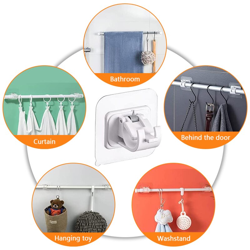 2/4/6Pcs Zelfklevende Verstelbare Gordijn Staaf Houder Klem Haken Staaf Beugel Vaste Opknoping Clips opbergrek Home Organisatie