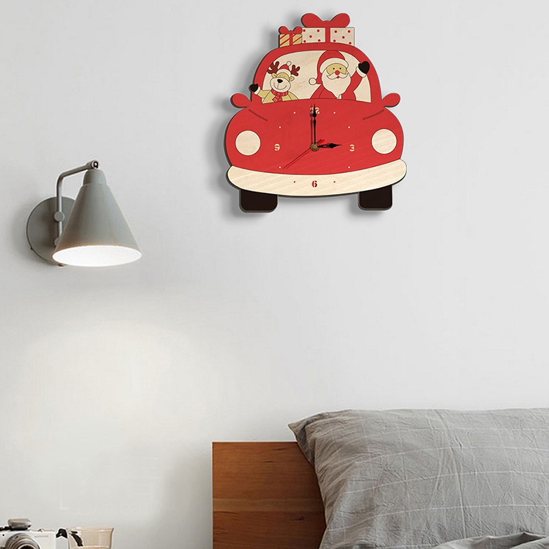 Christmas Cartoon Car Shape Wall Clock Christmas Decoration Christmas Cartoon