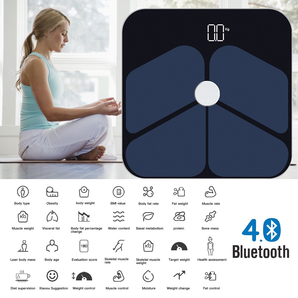 Bluetooth 4.0 Smart Lichaamsvet Schaal Elektronische Weegschaal Huishoudelijke Body Fat Loss Dieet Precisie Weegschalen Nauwkeurige Meting