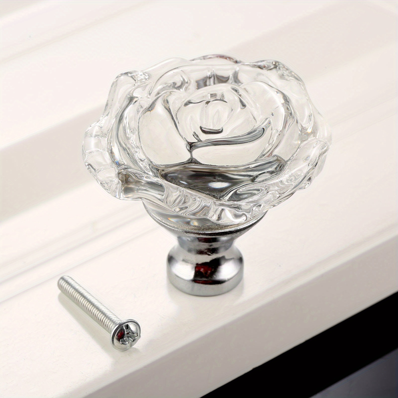 1pc 50mm krystallrose glass klare knotter til møbler, kjøkken, skuffer, skap, kommode, skaphåndtak, møbelbeslag: Svart
