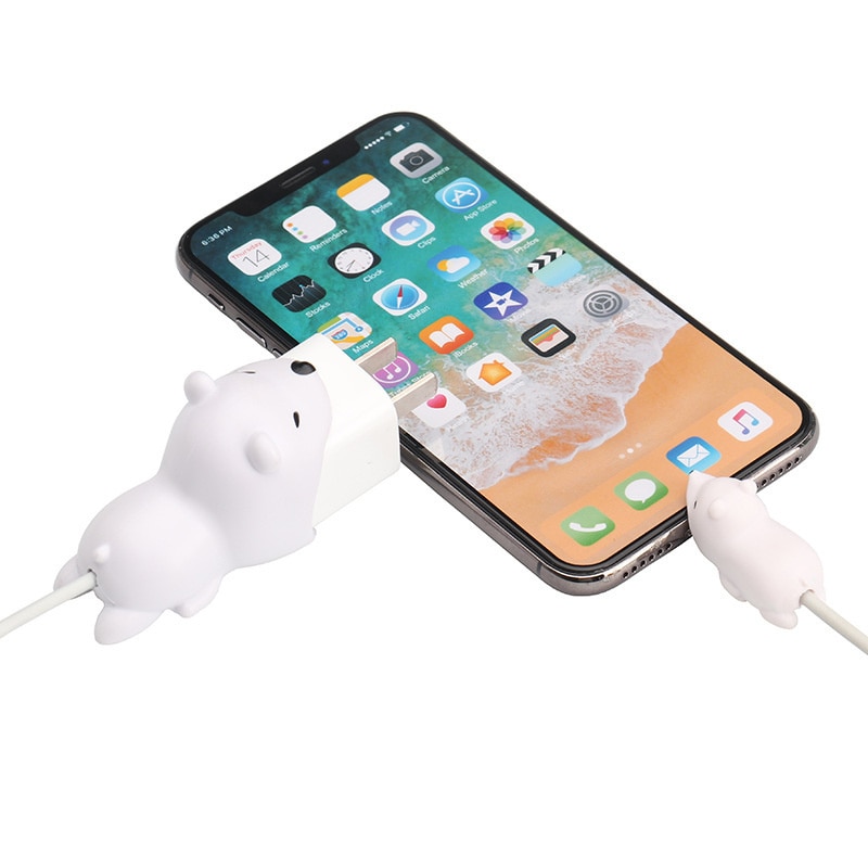 Fffas kabel opruller bid sød tiger lænd bjørn dyr kabelbeskytter usb kabel organizer chompers oplader ledning holder til iphone