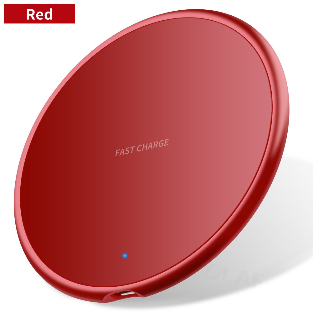 Carregador sem fio de 10w, carregamento rápido para iphone 8 plus x xr, adaptador de carregamento para samsung s8 s9 carregador sem fio qi: Red