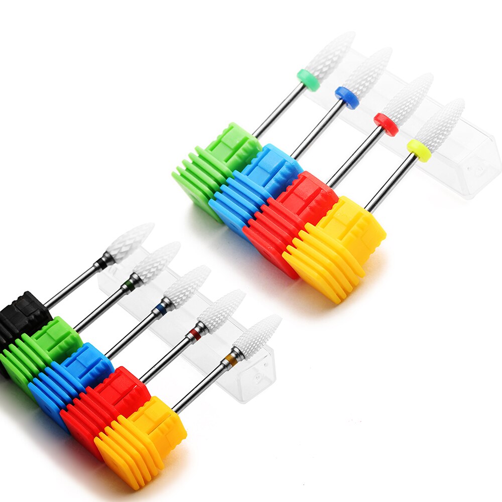 Broca de clavo de cerámica para manicura, fresa de diamante, limas rotativas eléctricas, brocas para pedicura, rebaba, herramientas para quitar cutículas, 2 uds.