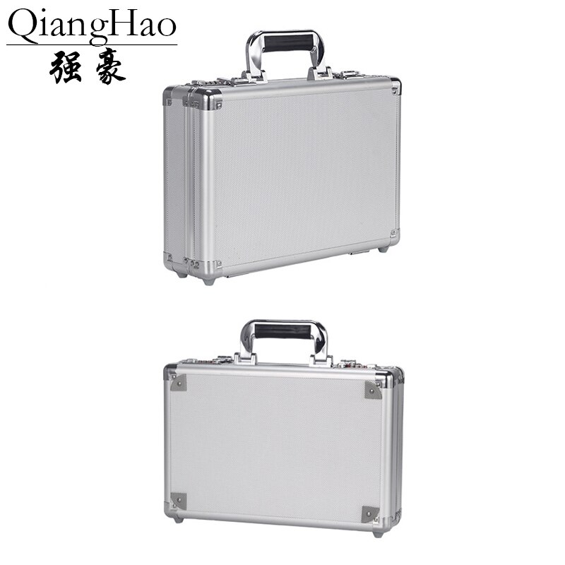 360*250*100Mm Aluminium Legering Draagbare Lock Box Toolbox Document Verzekering Huishoudelijke Opbergdoos Metalen Doos Met lock Trompet