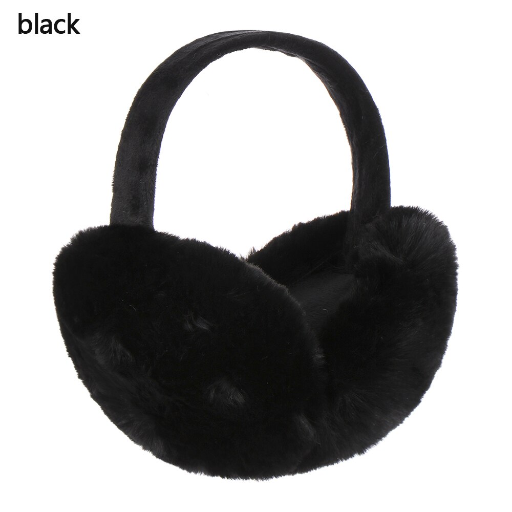Winter Earmuffs Warm Plush Soft Comfortable Headphone Style Ear-cap Foldable Earflap Ladies Outdoor Anti-Wind Ear Warmer: black