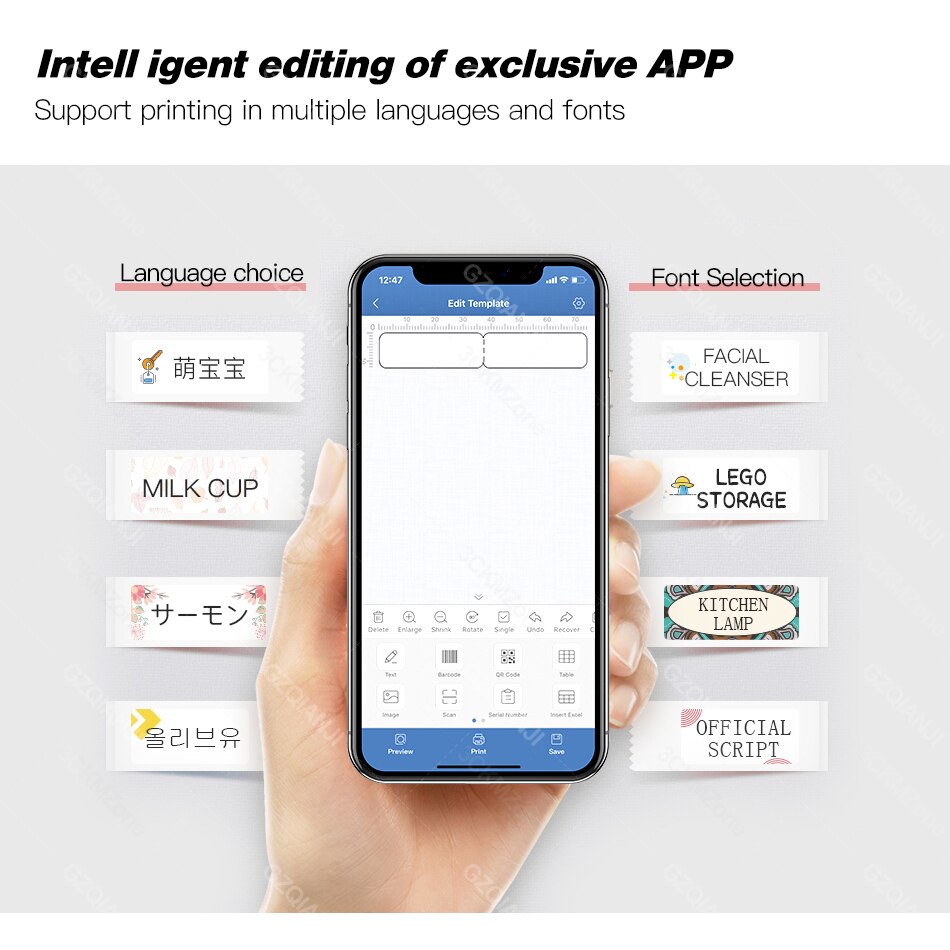 Svart farge  d11 niimbot etikettskriver mini bluetooth trådløs usb-skriver bruk termisk fargepapir