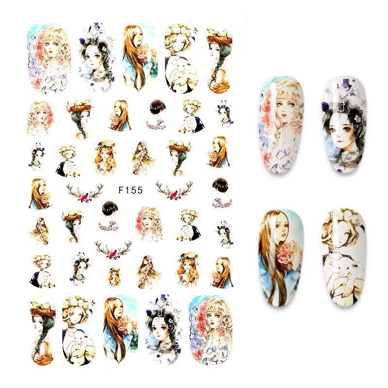 Nail Sticker DIY Retro Personality Pattern Flower Bunny Nail Decoration Sticker Marilyn Monroe Nail Sticker