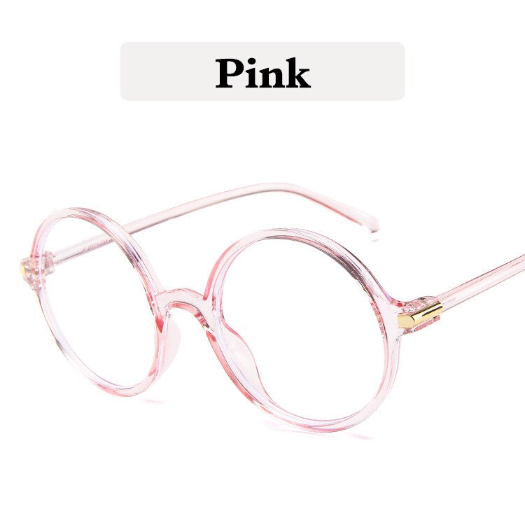 Round Glasses Frame Literary Retro Flat Glasses Frame Transparent Trend Wild Men and Women Street Shooting Glasses: Pink
