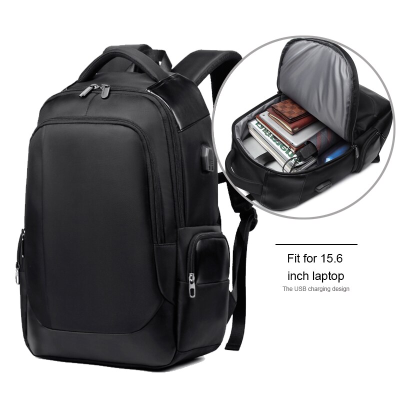 Männer Reise Rucksack USB Ladung Wasserdichte Funktionale Rucksack Schwarz 15,6 zoll Laptop Rucksäcke Männlichen Mochila Rucksack PCN073