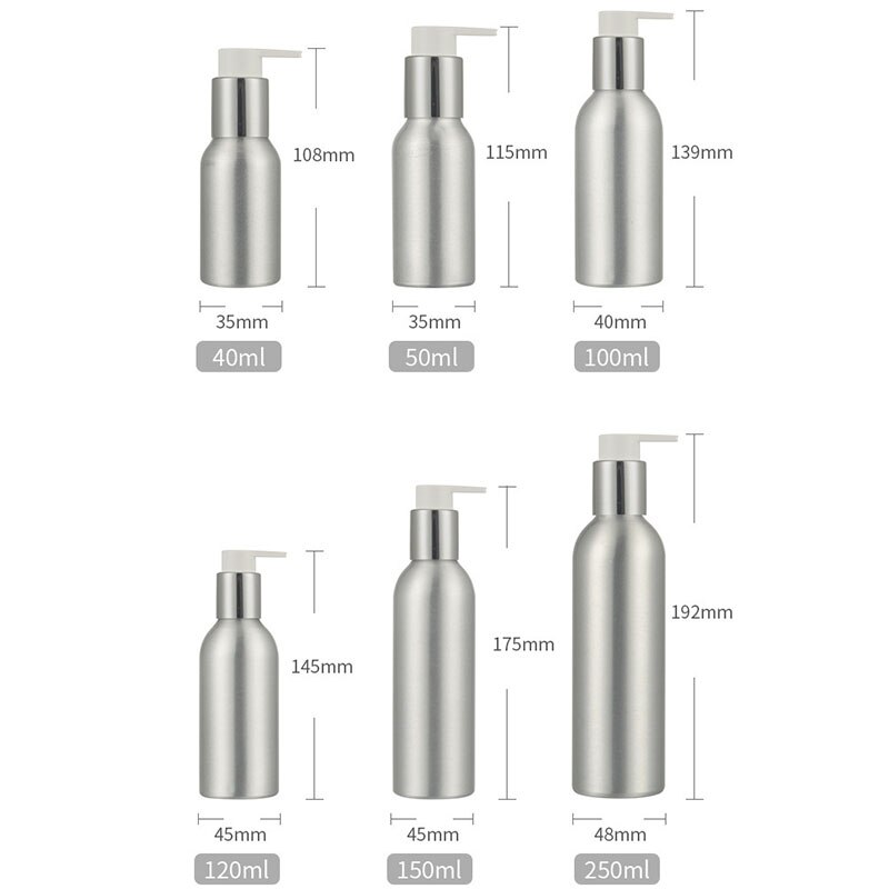 Alumiininen pumppupullo 40-250ml voidepumppua nesteannostelija matkasäiliö shampoo voidepumppu uudelleentäytettävä pullo