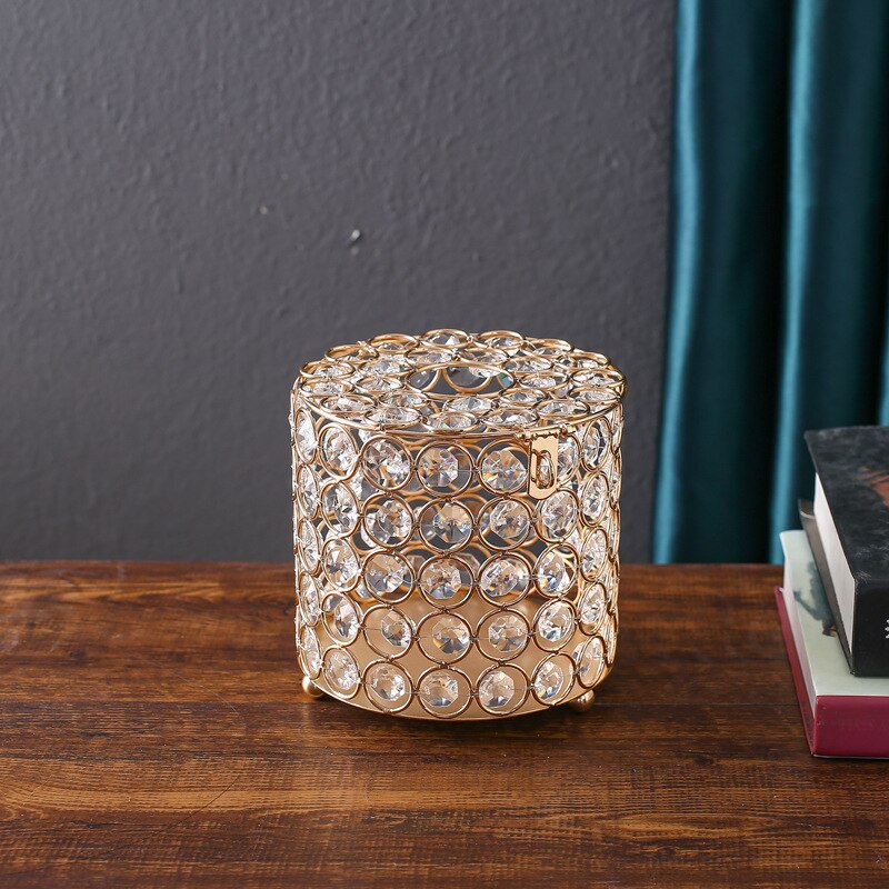 DesktopPaper Roll Paper Tray Round Square Paper Roll Home Decoration Light Luxury Crystal Cylinder Paper Roll Paper Tray