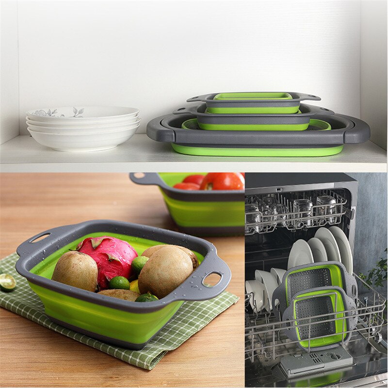 Keuken Accessoires Gereedschap Opvouwbare Fruit Groente Wasmand Zeef Draagbare Vergiet Inklapbare Afdruiprek Keuken Gadgets