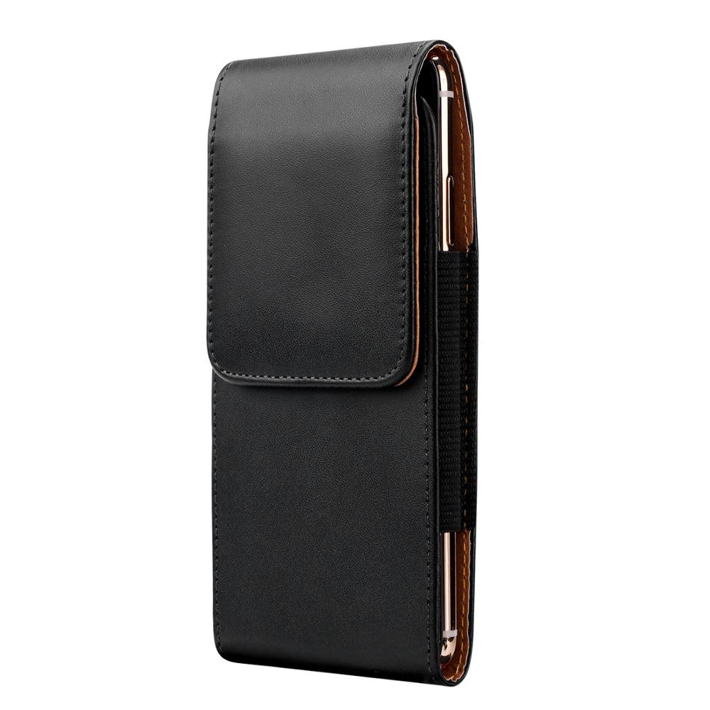 Universal Leather Phone Case Pouch For iPhone 12 MINI 11 Pro Max Samsung Huawei Redmi Note 7 Belt Clip Holster Cover Black Bag: for 5.2-5.8in phones / Vertical Bag