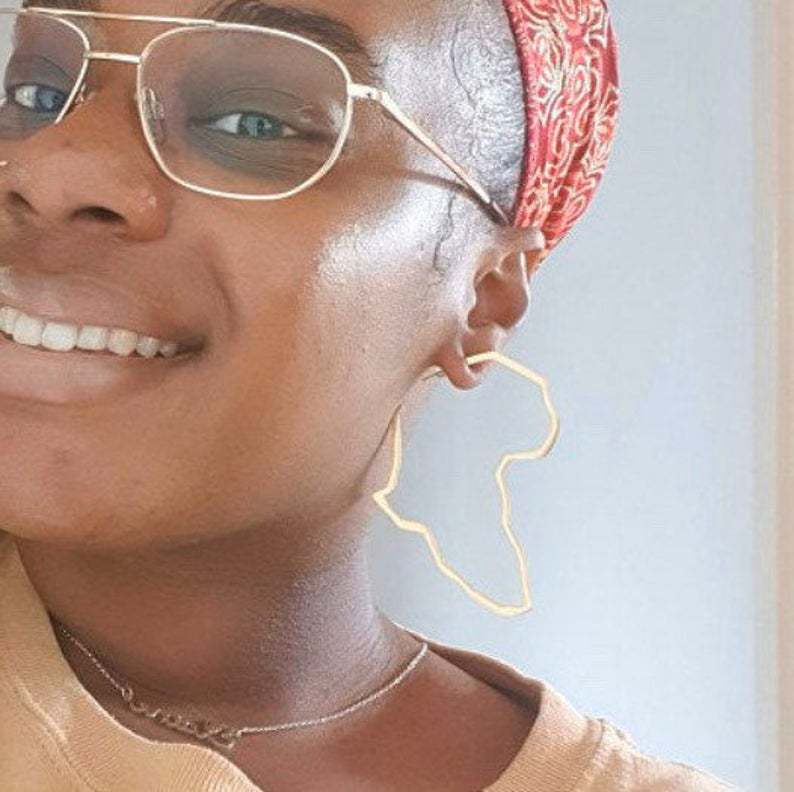 Ranjunxun Overdreven Afrika Kaart Oorbellen Holle Metalen Geometrie Grote Oorbellen Voor Vrouwen Partij Sieraden Jaar