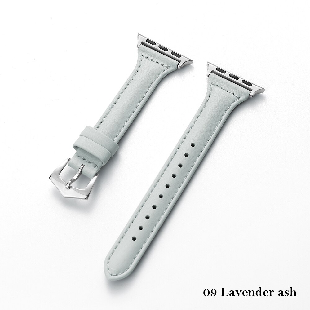 Lederen Band Voor Apple Watch Band 44Mm 40Mm 42Mm 38Mm Iwatch Armband Series5 4 3 2 1 Armband Vervanging Accessoires: Lavender Grey / 38mm or 40mm