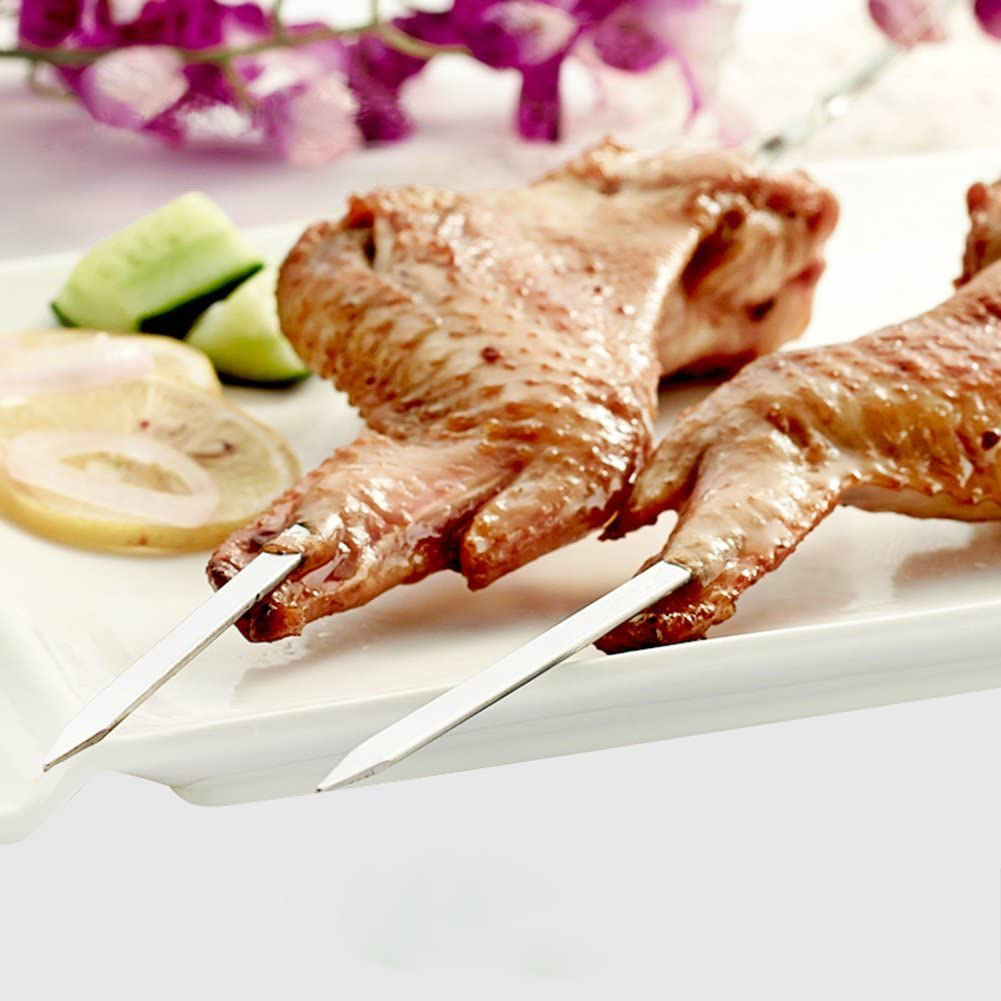 Palitos de barbacoa de acero inoxidable, pincho para acampar, Picnic, carne, Kebab, agujas para barbacoa, soportes de comida, brochetas de , 30 piezas