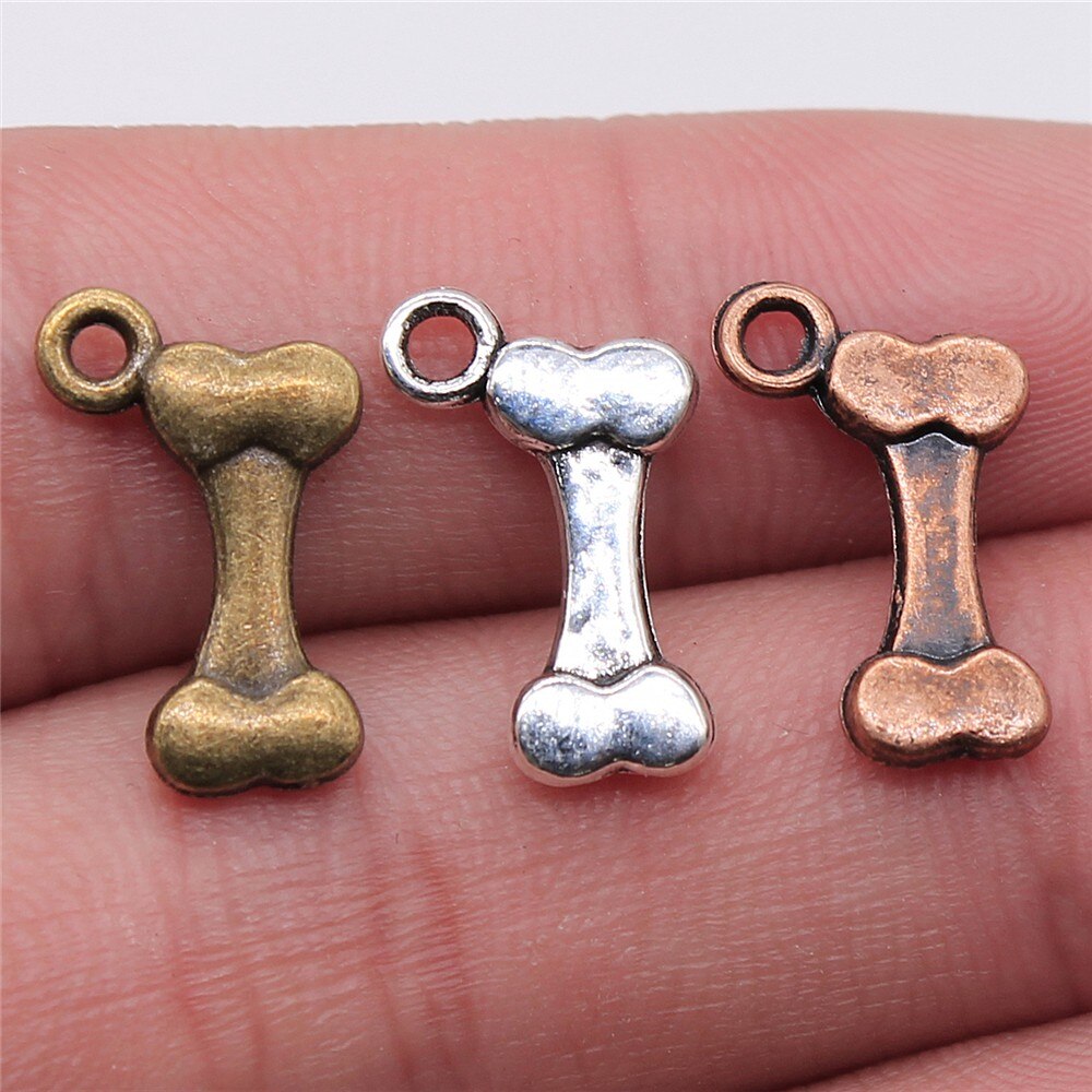 WYSIWYG 40Stck 16x10mm Anhänger Knochen Knochen Charme Anhänger Für Schmuck Machen Antike Silber Farbe Hund Knochen anhänger