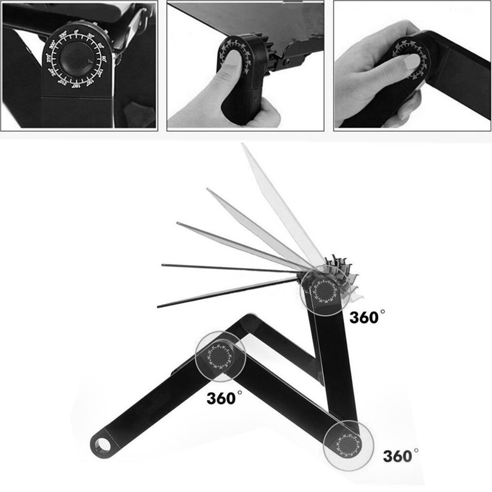 Justerbar bærbar stativholder 360 ° roterende støtte notebook ergonomisk bærbar bærbar stander til seng skrivebord gulv lapdesk