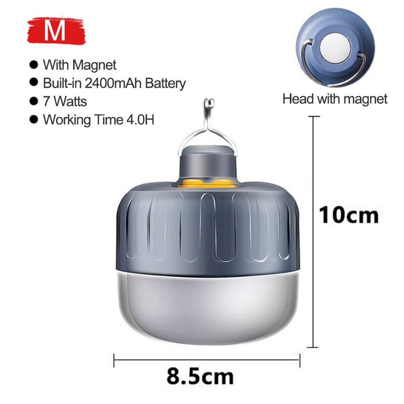 Portable Lantern Camping Lights USB Rechargeable IP65 Waterproof Lamp LED Lantern Emergency Lights Outdoor Hanging Tent Light: M