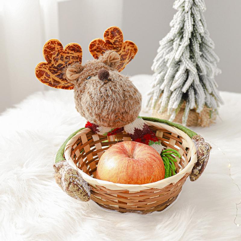Christmas Ornaments Imitation Bark Candy Basket Three-dimensional Old Man Doll Storage Apple Basket