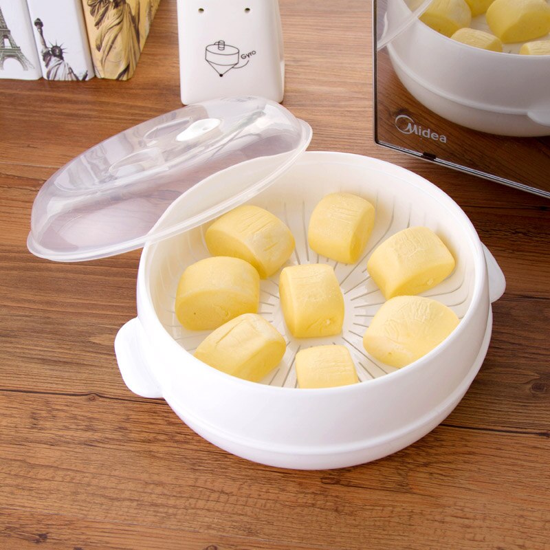 Práctico horno de microondas, vaporizador especial respetuoso con el medio ambiente, bollos al vapor, utensilios humeantes con tapa, utensilios de cocina duraderos