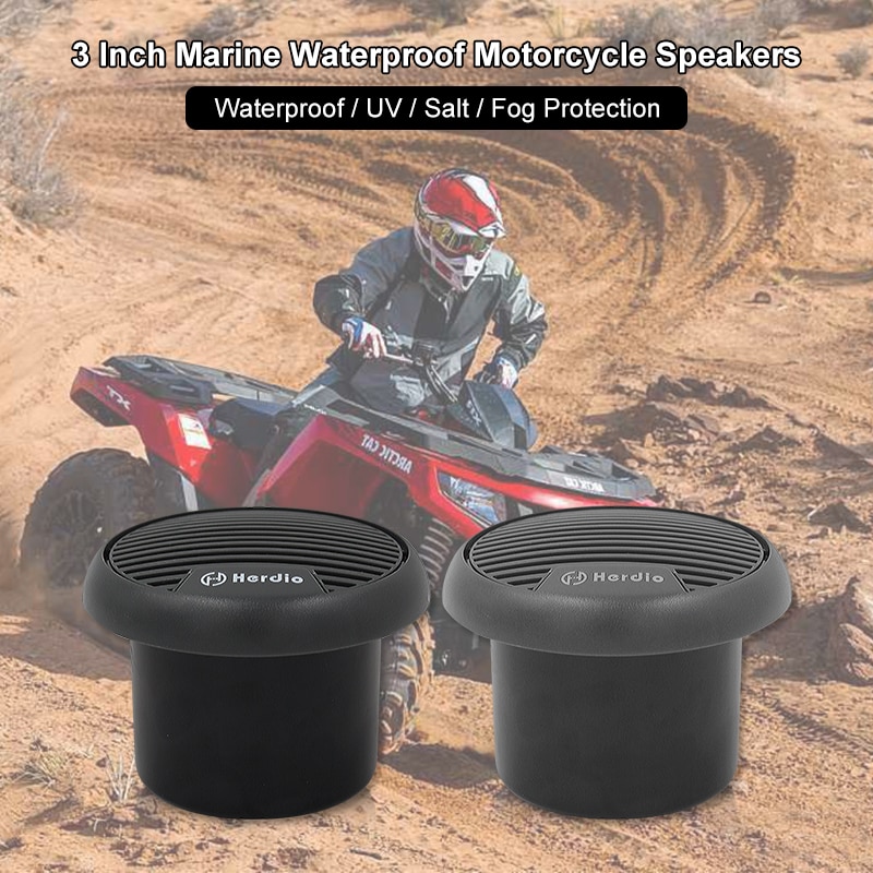 Herdio-Altavoces impermeables para barco marino, accesorio de alta resistencia de 3 pulgadas, para moto, SPA, ATV, UTV, Tractor, baño, montado en superficie, color gris
