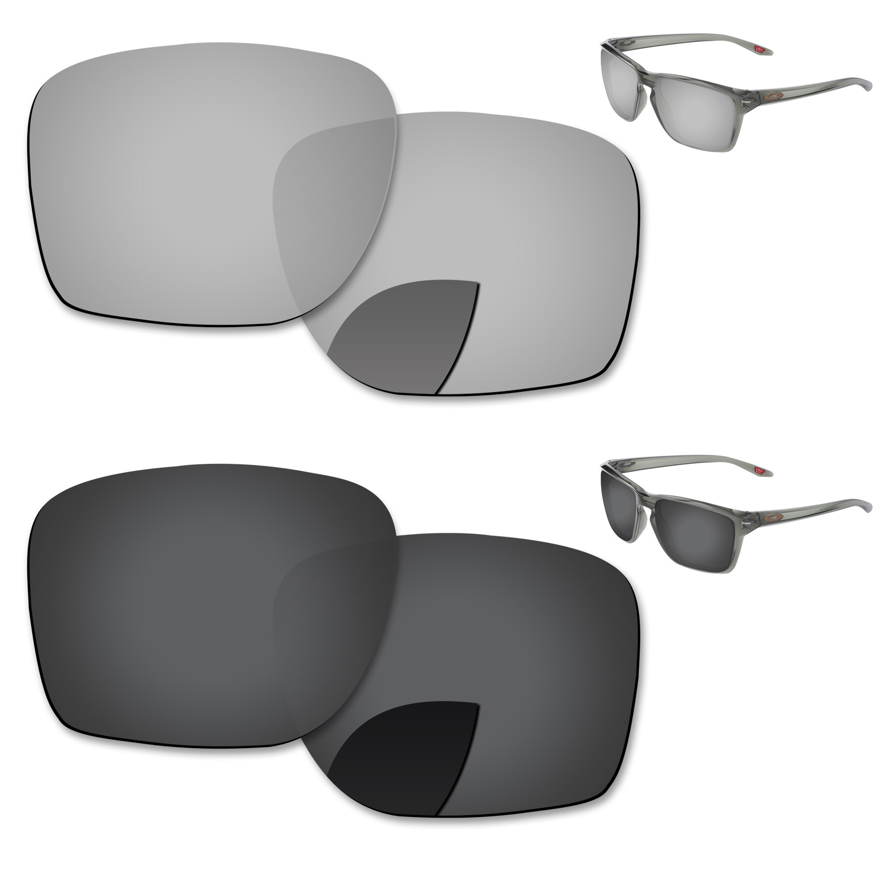 Alphax Vervanging Lenzen Voor Oakley Sylas OO9448-Zonnebril Gepolariseerde-Meerdere Opties: 2 Pairs-Black-Silver